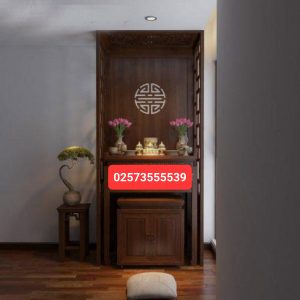 Mẫu bàn thờ đứng đẹp chung cư gỗ sồi